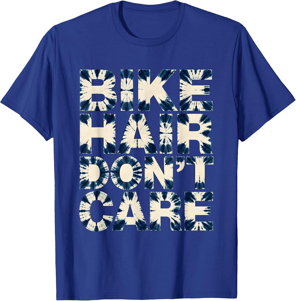 Bike Hair Don't Care Cycling Design T-Shirt - Royal Blue