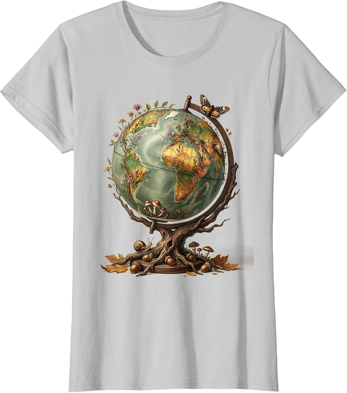 2nd Grade Teacher Globe ABC Illustration T-Shirt - Silver Grey
