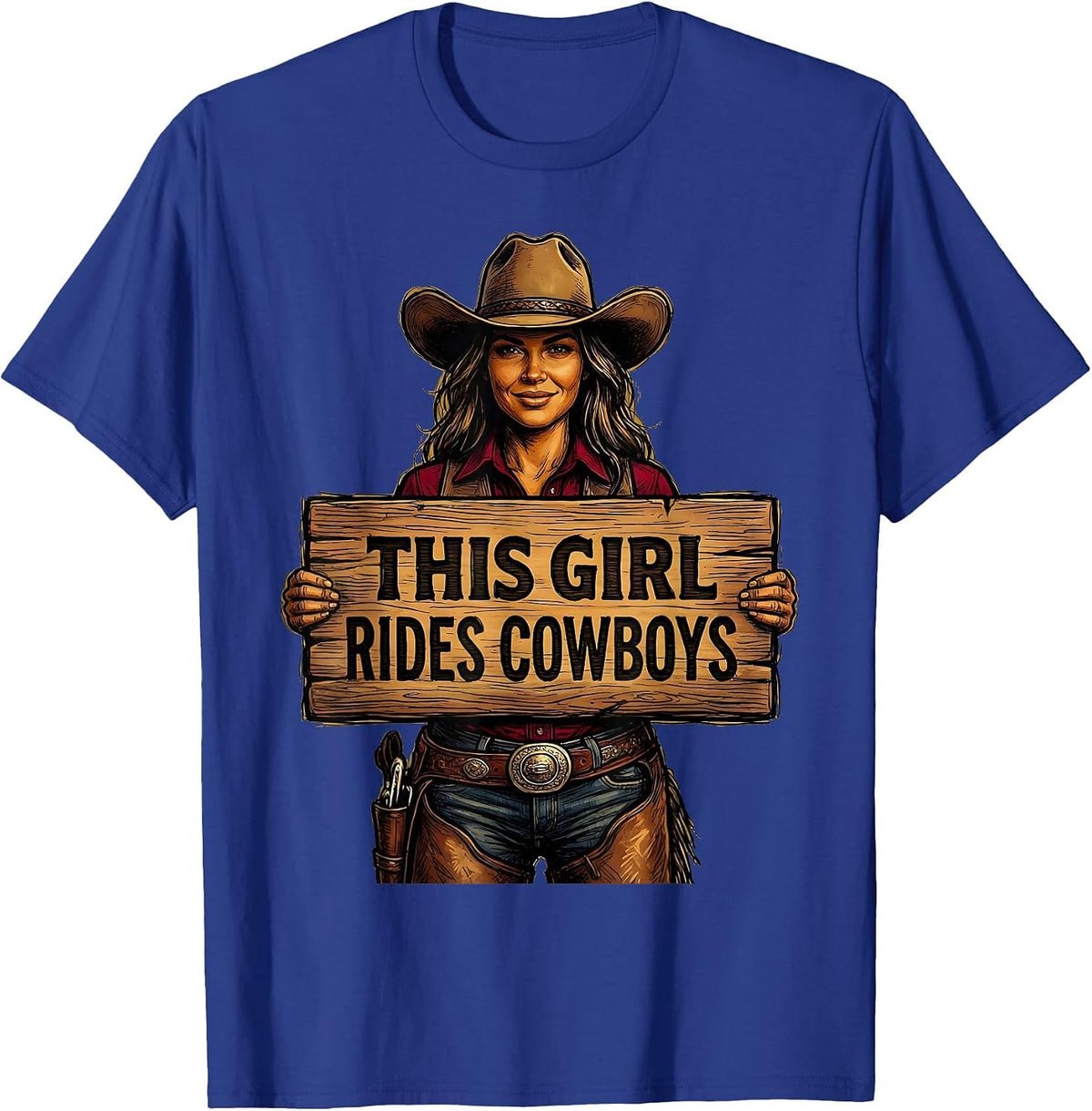 This Girl Rides Cowboys Western Cowboy Design T-Shirt - Royal Blue