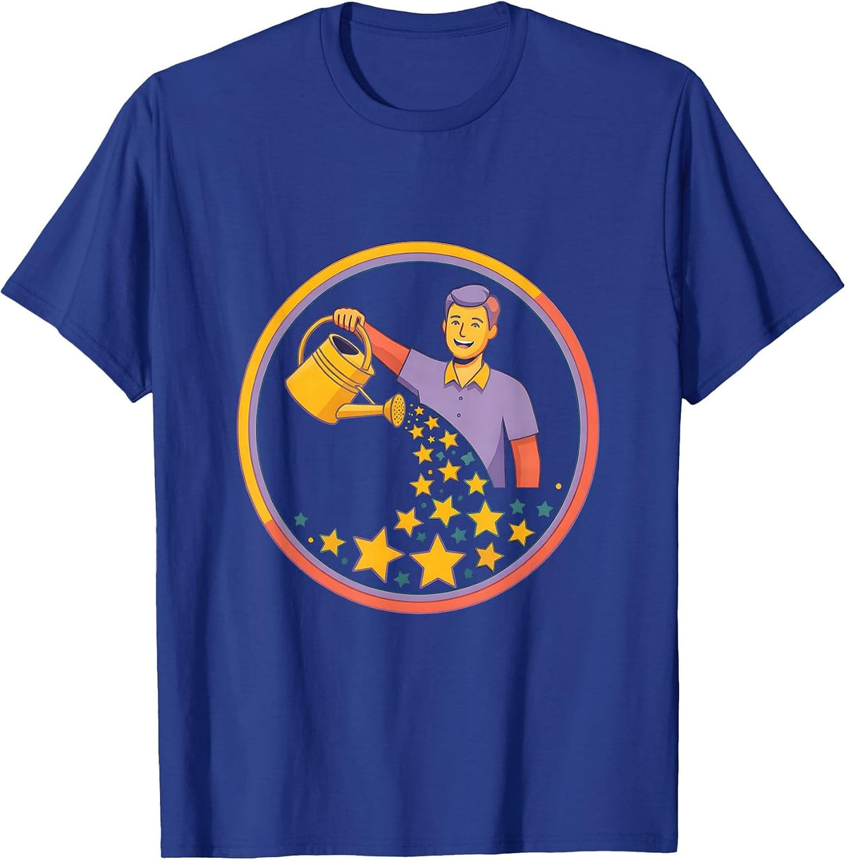 SPED Teacher Watering Stars Illustration T-Shirt - Royal Blue