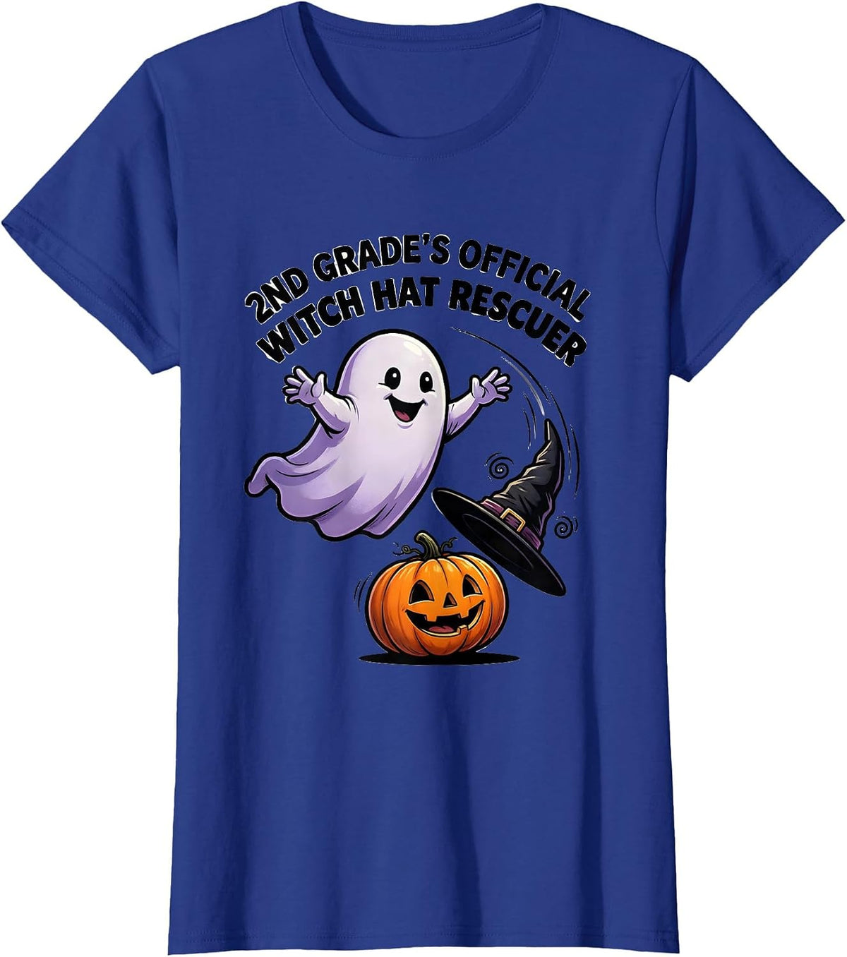 Women's 2nd Grade's Official Witch Hat Rescuer Spooky Second Grade T-Shirt - Royal Blue