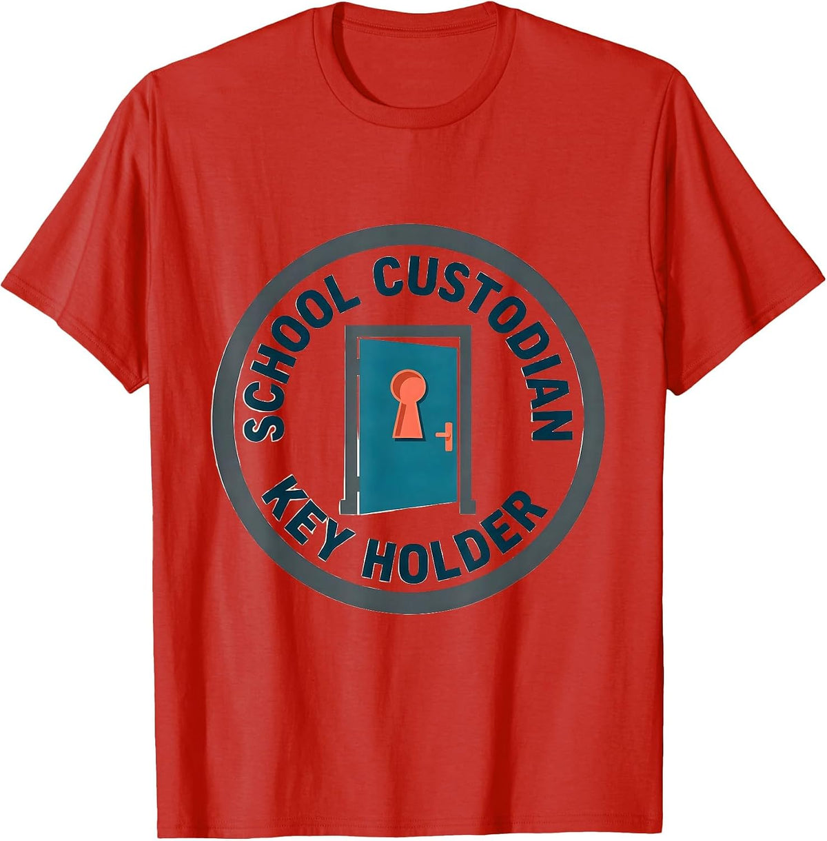Men's School Custodian, Key Holder Funny Janitor Appreciation Gift T-Shirt - Red