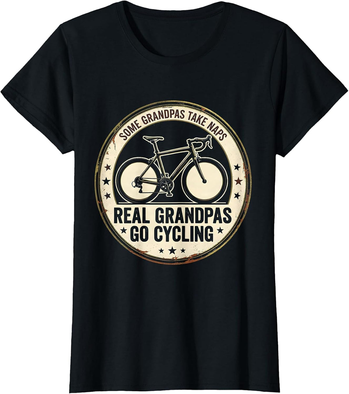 Some Grandpas Take Naps Real Grandpas Go Cycling Vintage T-Shirt - Black