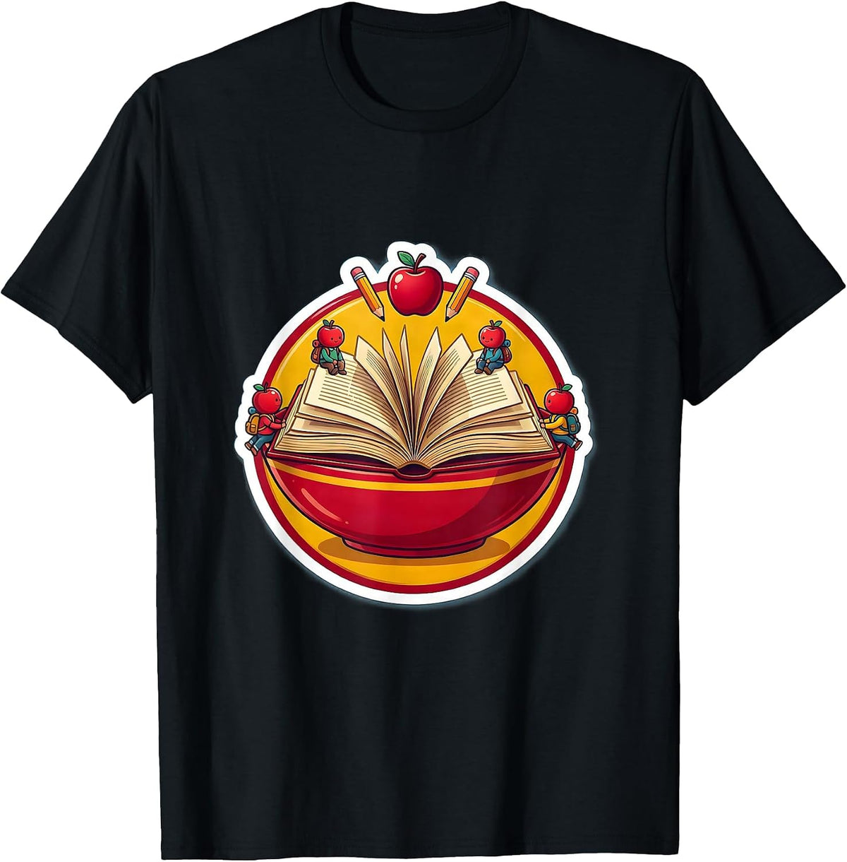 Men's 2nd Grade Teacher Tiny Students Open Book Design T-Shirt - Black