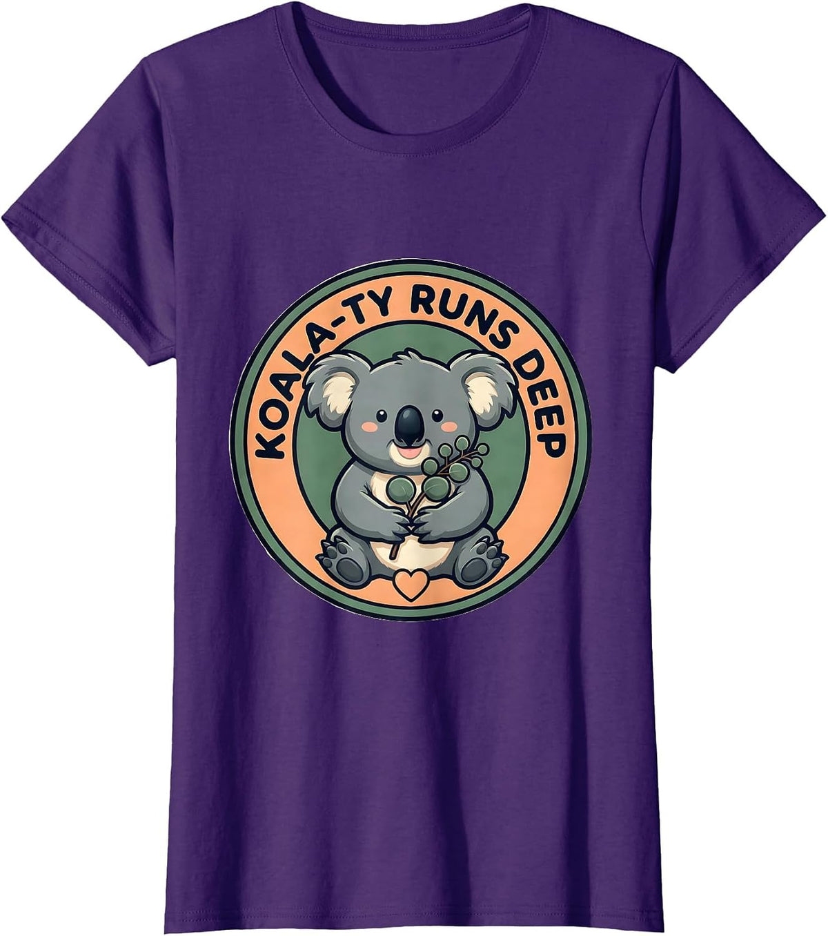 Women's Koala-ty Runs Deep Cute Kawaii Koala Lover Animal Pun Humor T-Shirt - Purple