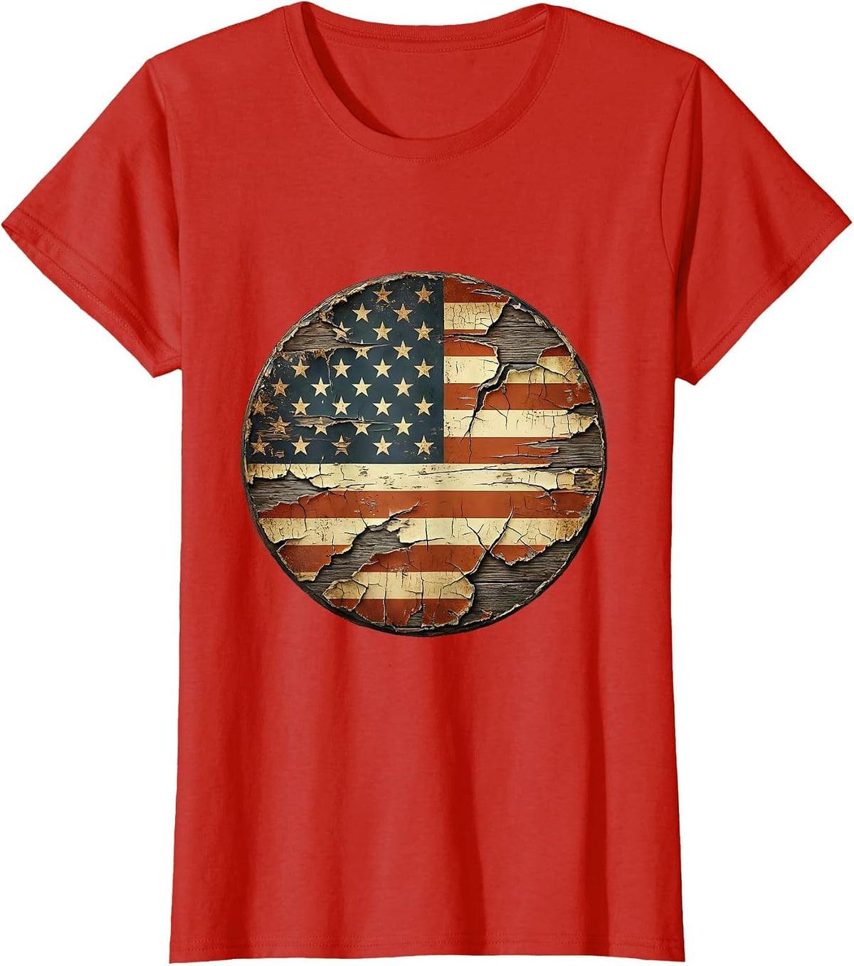Women's Vintage Motorcycle Open Highway Landscape Graphic T-Shirt - Red