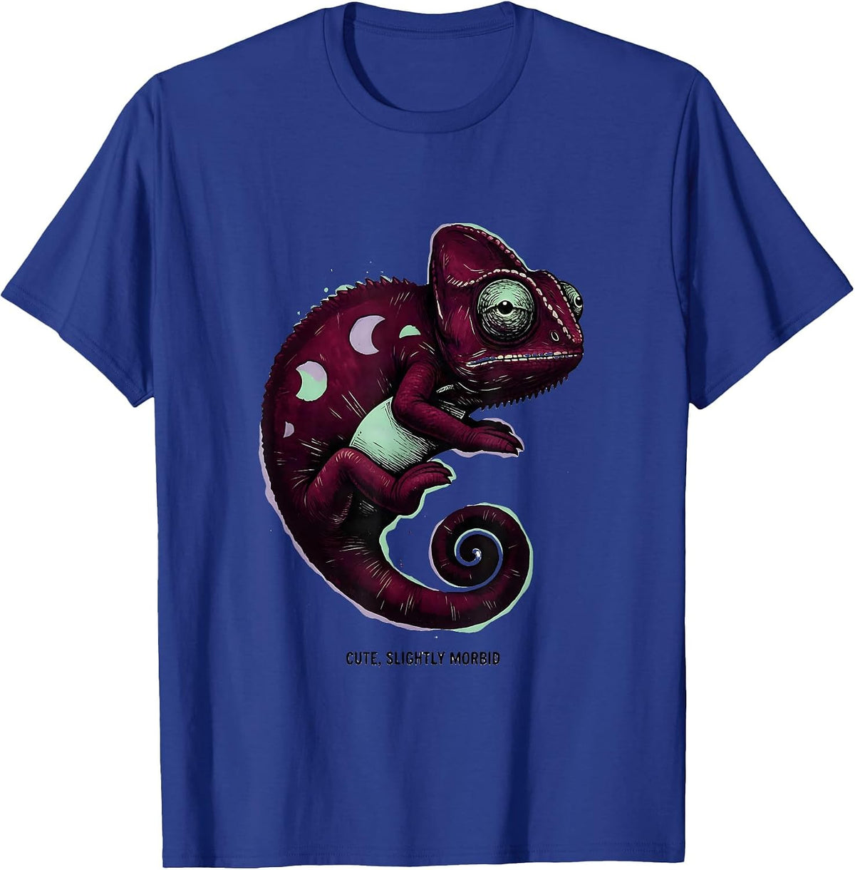 Men's Cute Slightly Morbid Kawaii Pastel Goth Plush Chameleon T-Shirt - Royal Blue