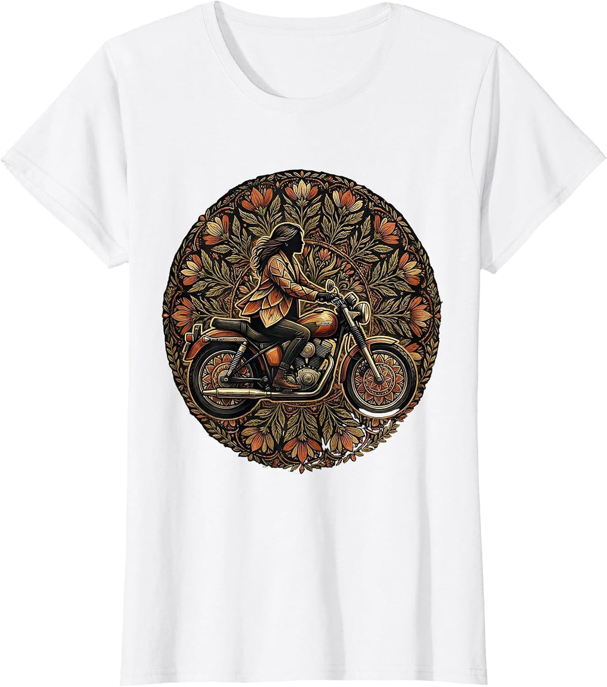 Leather Jacket Motorcycle Rider Graphic Tee T-Shirt - White