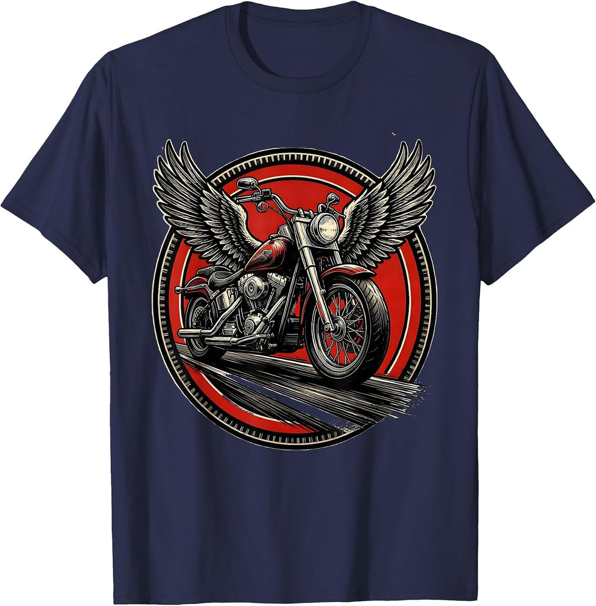 Men's Vintage Motorcycle Freedom Open Highway Graphic T-Shirt - Navy Blue