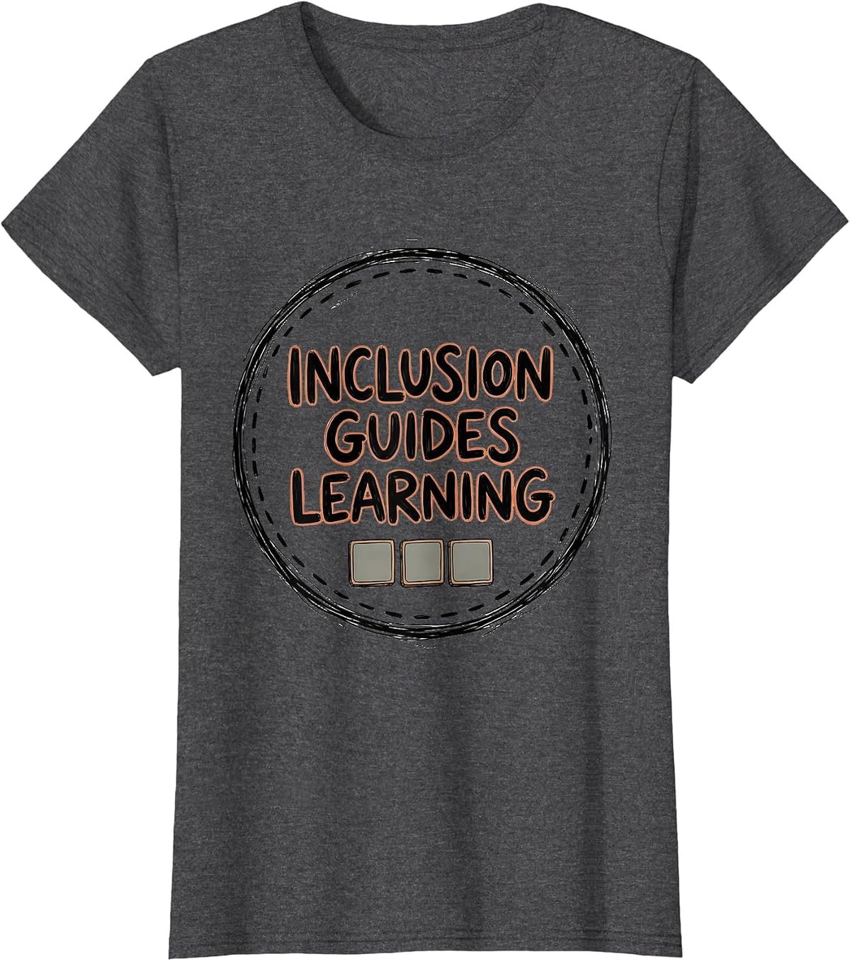 Women's Inclusion Guides Learning Hand-Sketched Special Education T-Shirt - Dark Heather Grey
