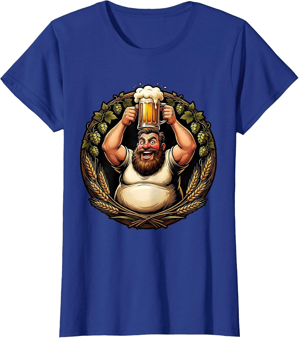 Women's Prost Bearded Tankard Raise Celebration Graphic T-Shirt - Royal Blue