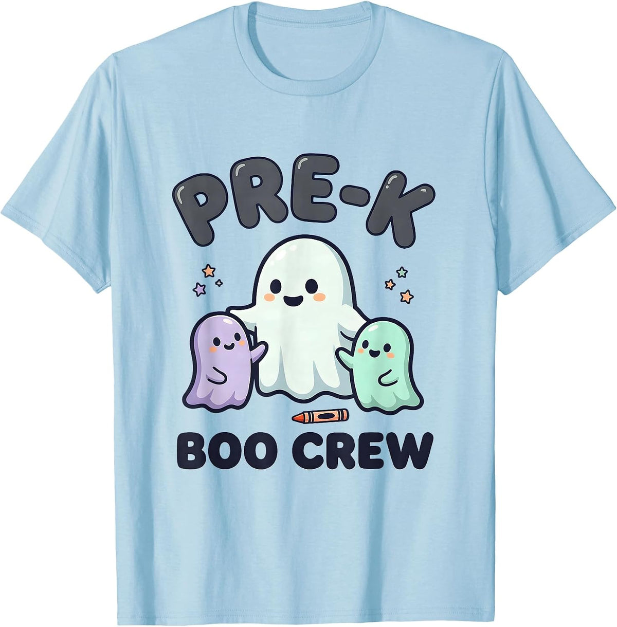 Men's Pre-K Boo Crew Cute Kawaii Halloween Teacher Ghost Preschool T-Shirt - Baby Blue