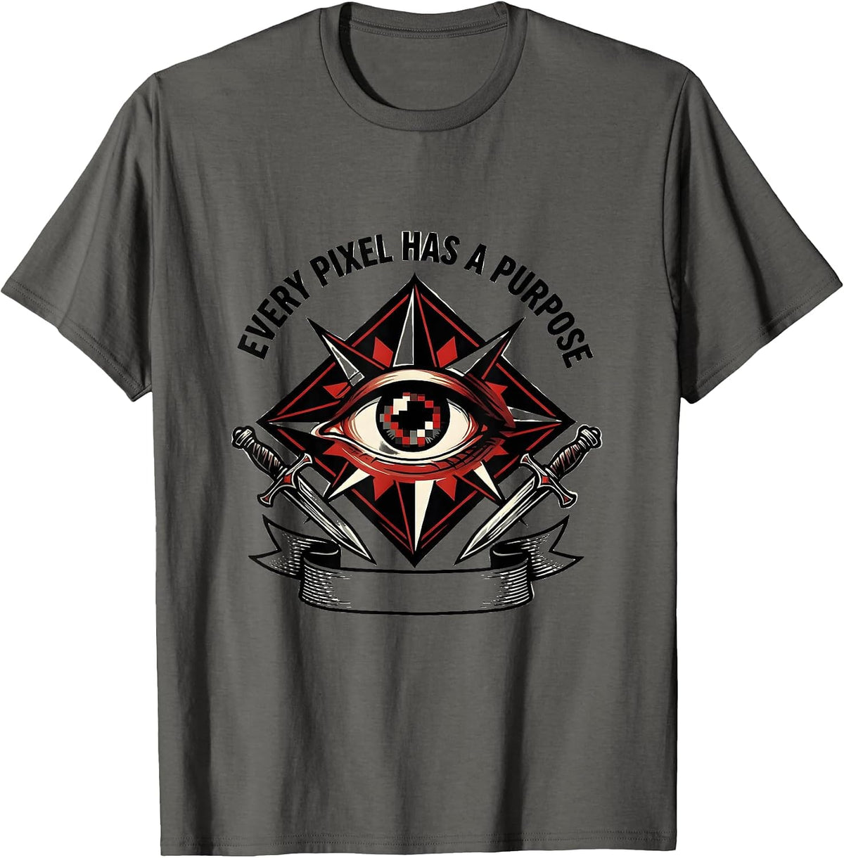 Every Pixel Has A Purpose Graphic Designer Tee T-Shirt - Asphalt Grey