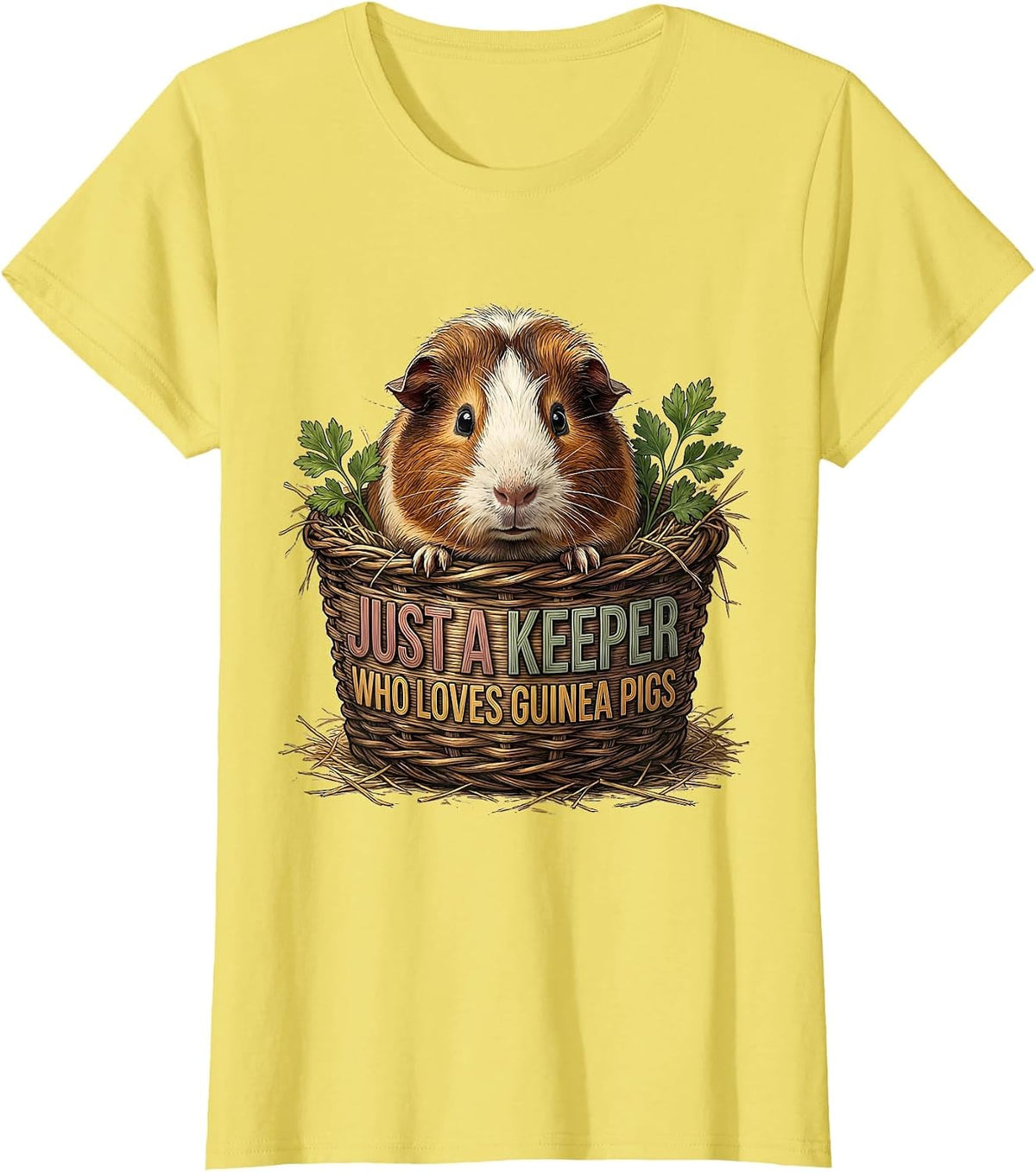 Just A Keeper Who Loves Guinea Pigs Funny Guinea Pig Lover T-Shirt - Lemon Yellow