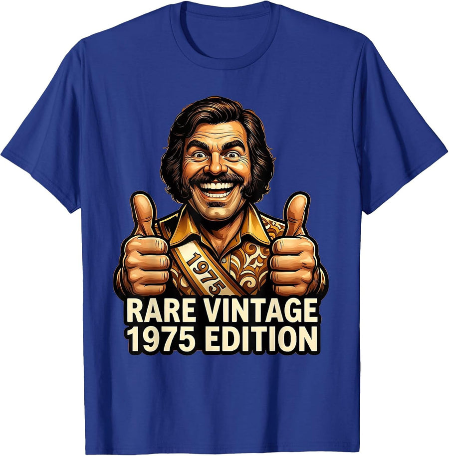 Rare Vintage 1975 Edition Classic Retro Design T-Shirt - Royal Blue