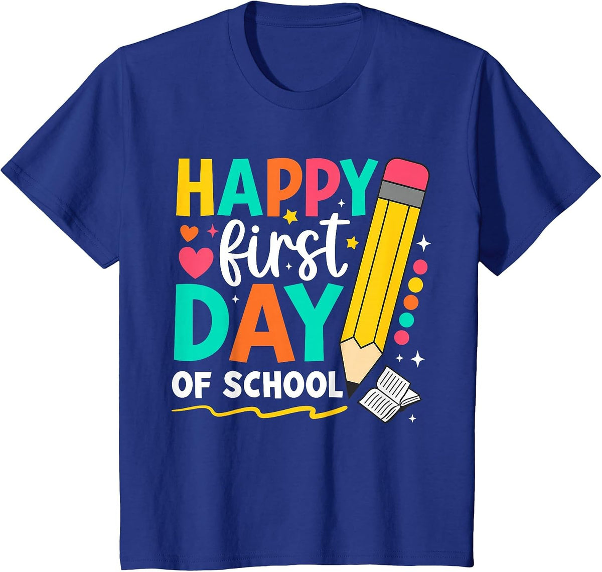 Happy First Day of School Teacher Kids Back to School T-Shirt - Royal Blue