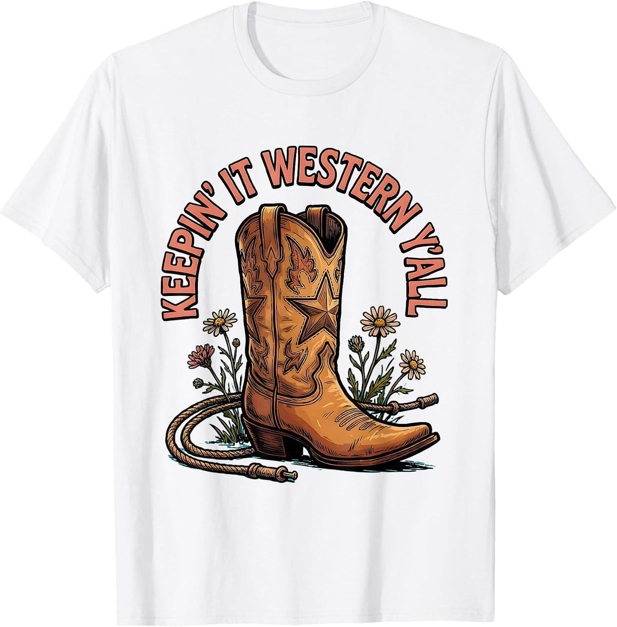 Men's Keepin' It Western Y'all Girls Western Design T-Shirt - White