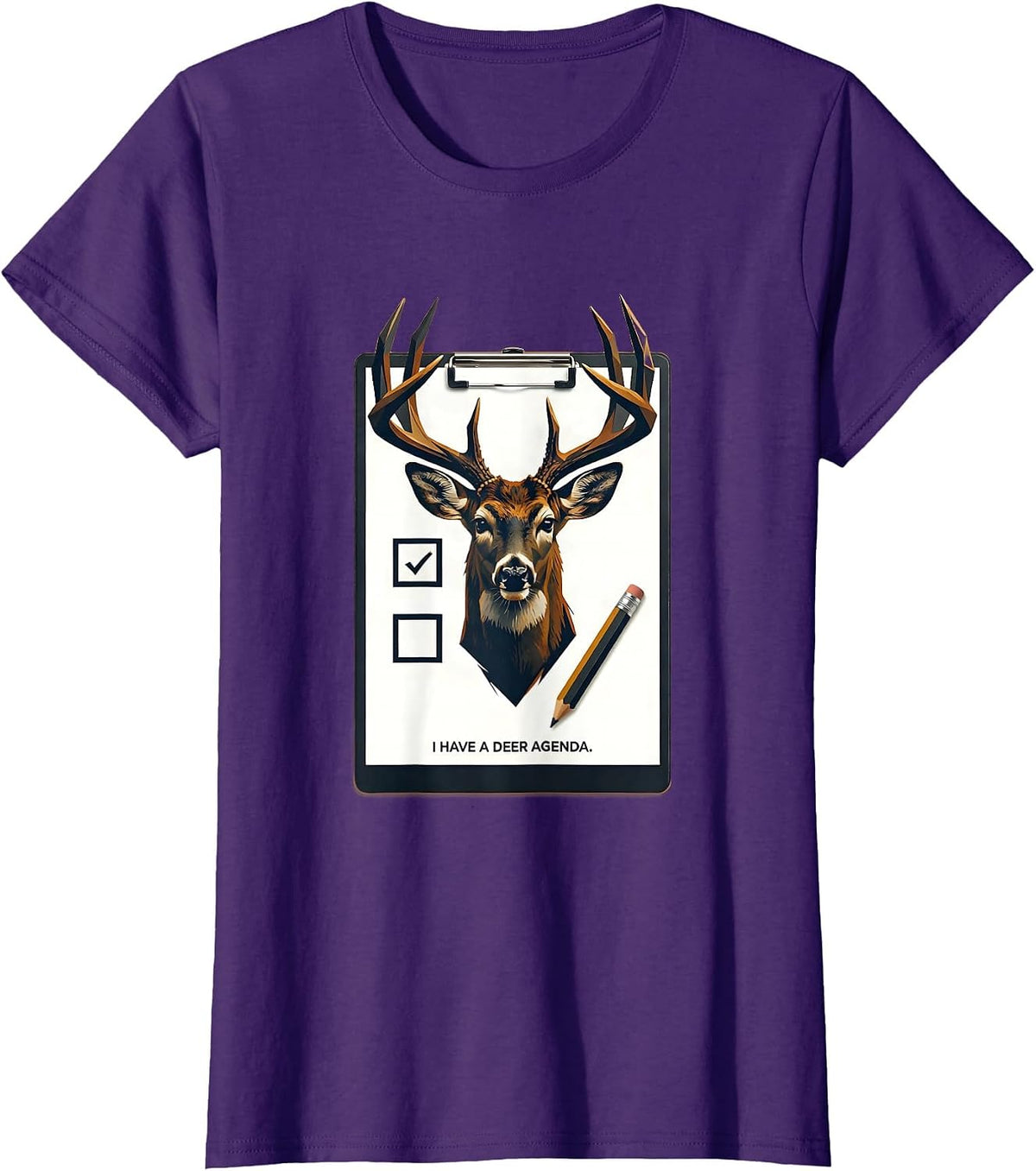 Women's I Have A Deer Agenda Funny Deer Hunting Camo Dad Humor T-Shirt - Purple