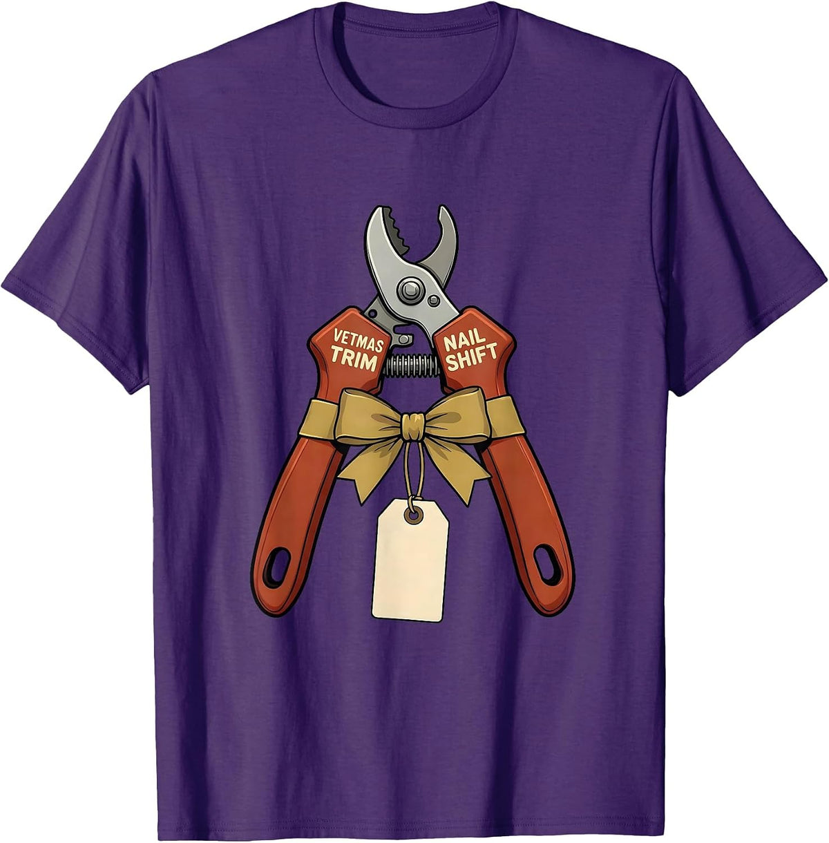 Vetmas Nail Trim Shift Funny Vet Tech Christmas Veterinary T-Shirt - Purple