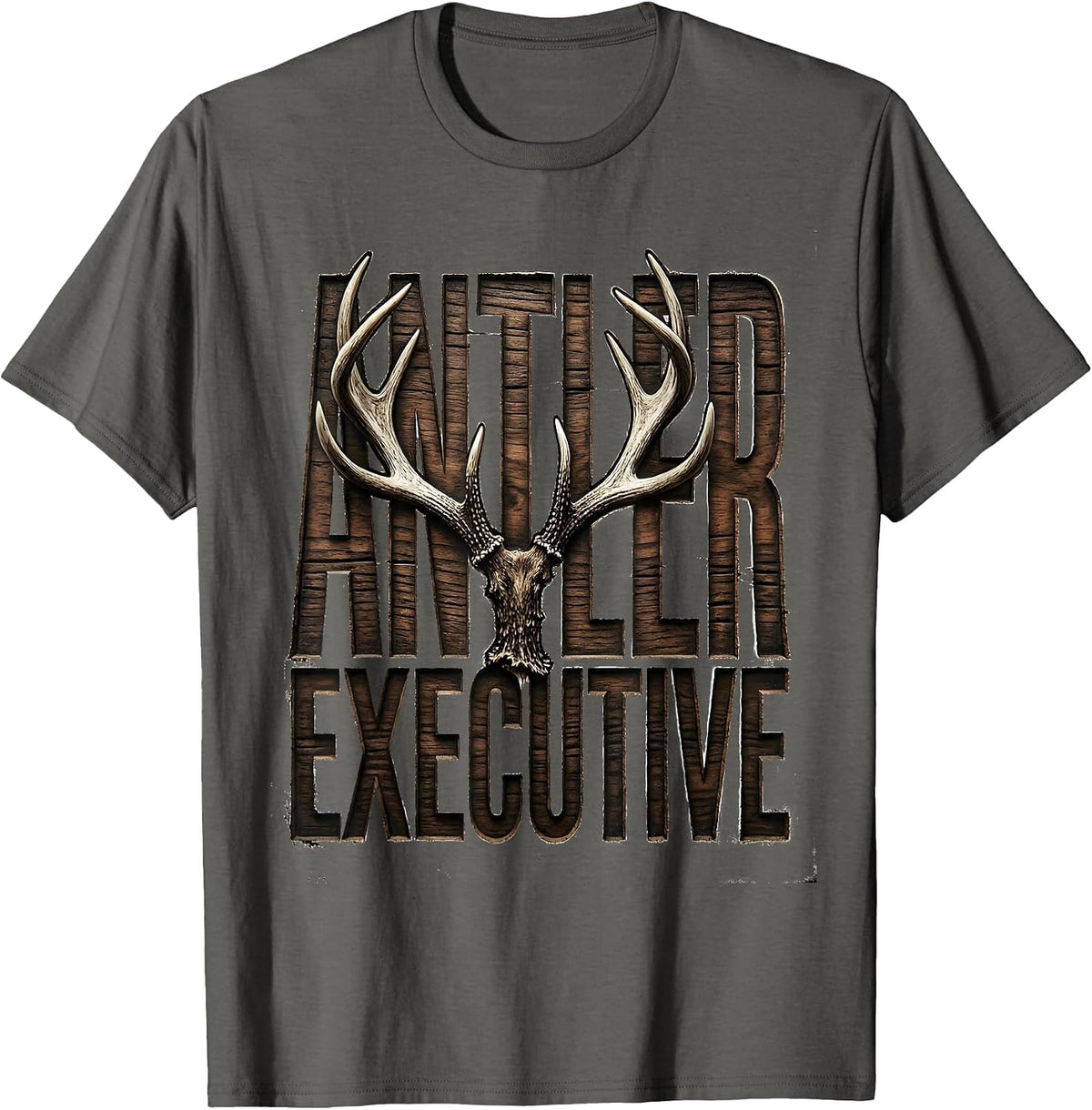 Men's Antler Executive Funny Deer Hunting Dad Hunter Gift T-Shirt - Asphalt Grey