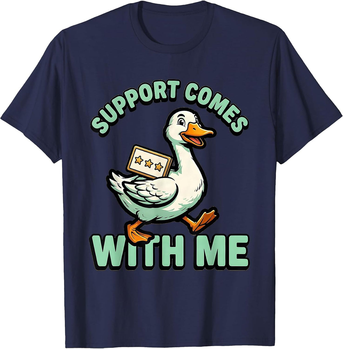 Support Comes With Me Funny Silly Goose Special Education T-Shirt - Navy Blue