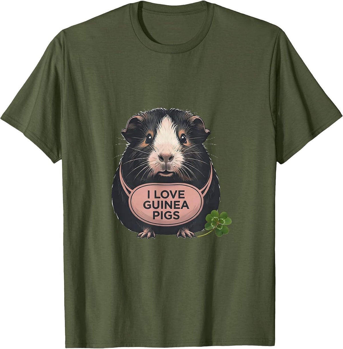 I Love Guinea Pigs Funny Guinea Pig Lover Minimalist Pet T-Shirt - Olive Green