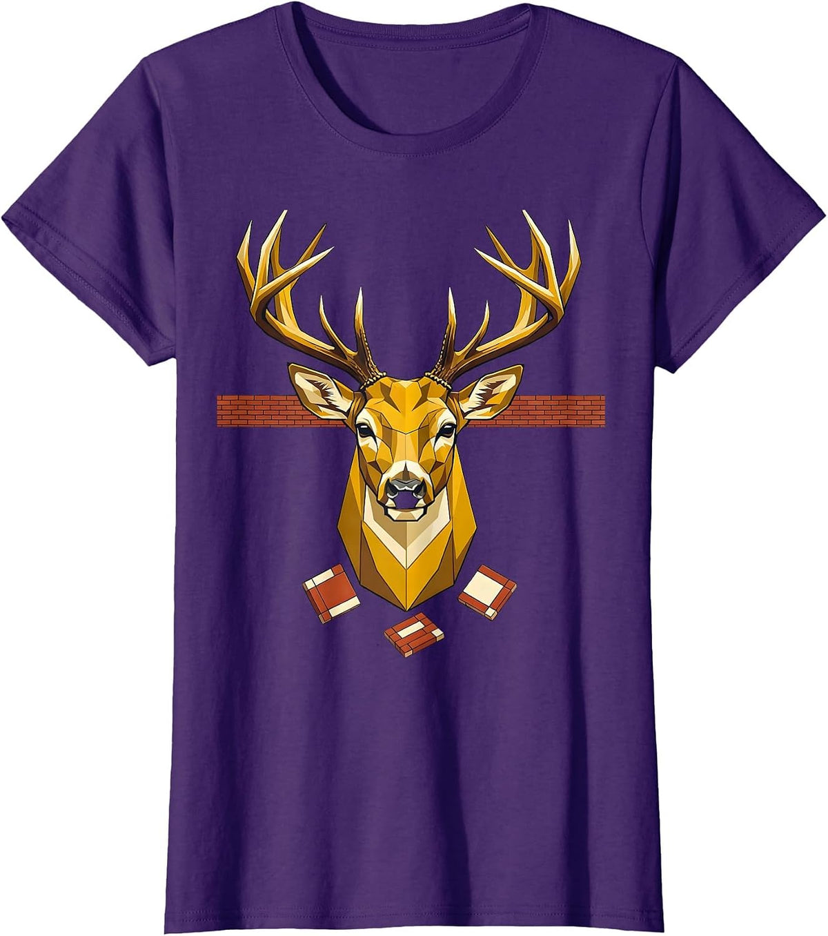 Oversized Buck Head Geometric Deer Hunting Humor T-Shirt - Purple