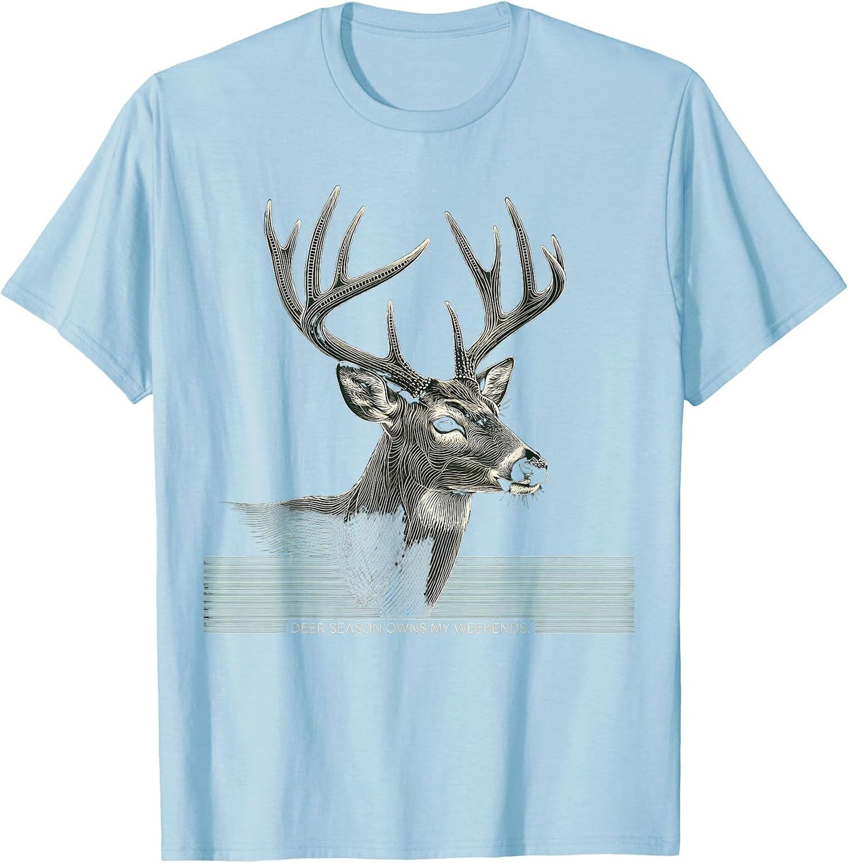 Men's Deer Season Owns My Weekends Funny Hunter Dad Gift T-Shirt - Baby Blue