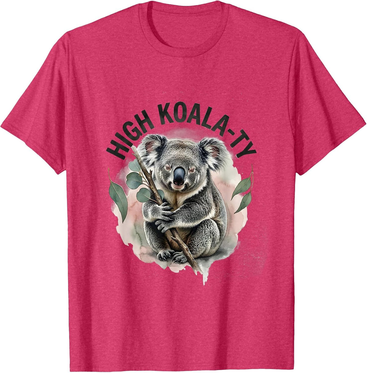 High Koala-ty Cute Koala Lover Pun Humor Watercolor T-Shirt - Red Heather