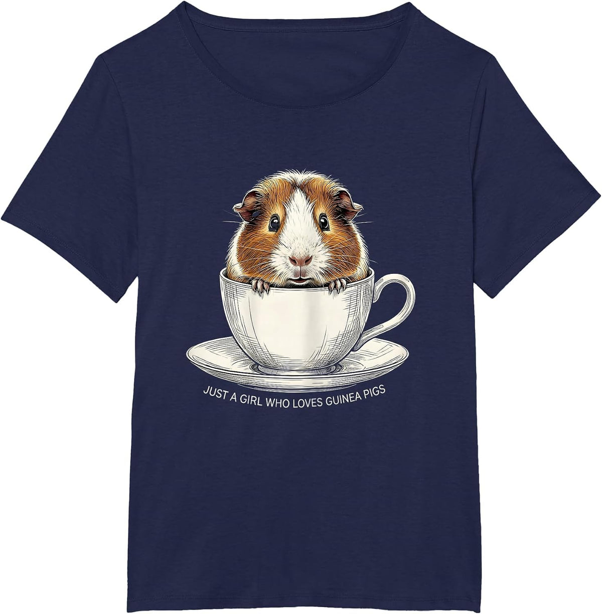 Women's Just A Girl Who Loves Guinea Pigs Funny Guinea Pig Lover T-Shirt - Navy Blue