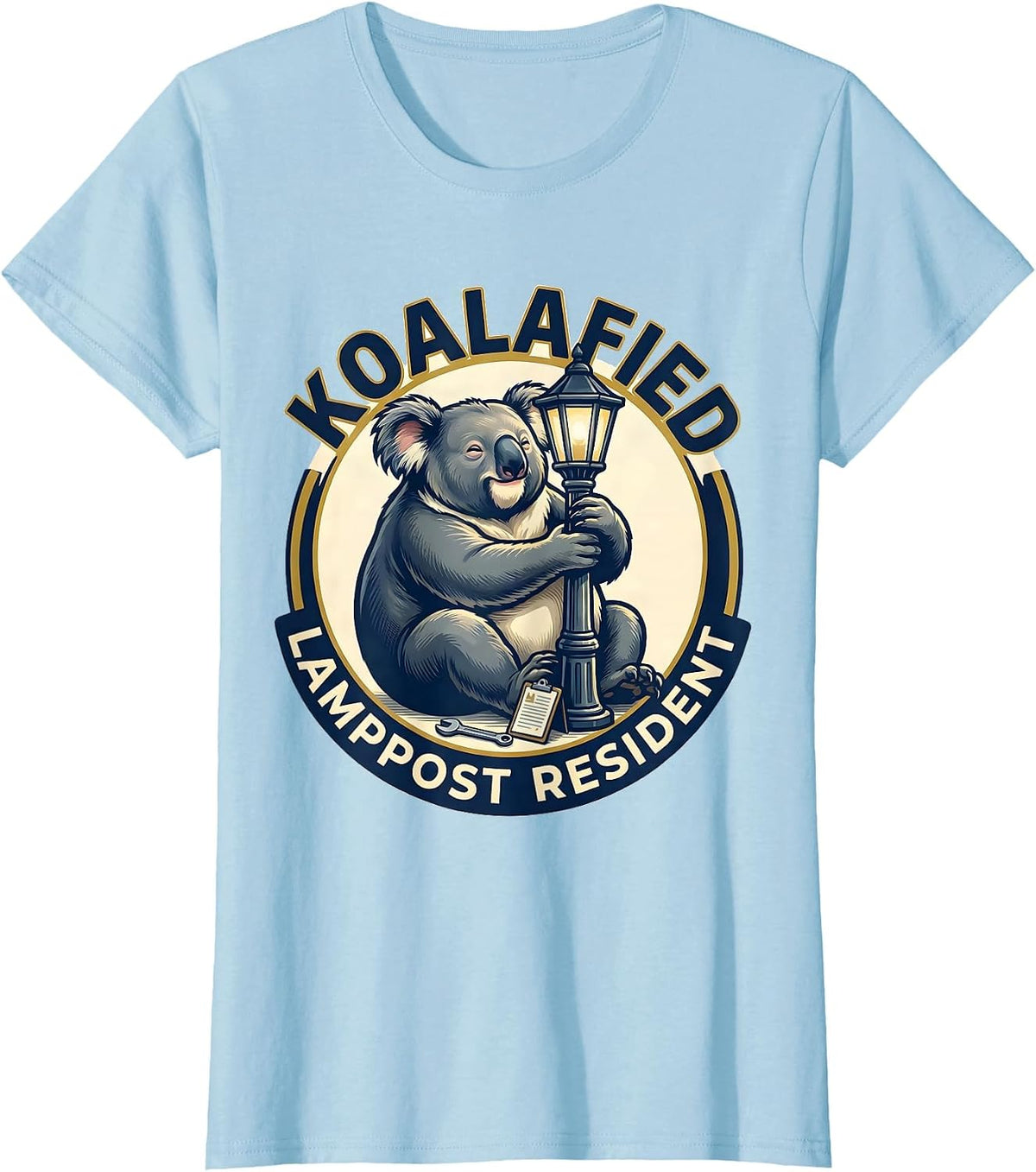 Women's Koalafied Lamppost Resident Funny Koala Lover Animal Humor T-Shirt - Baby Blue