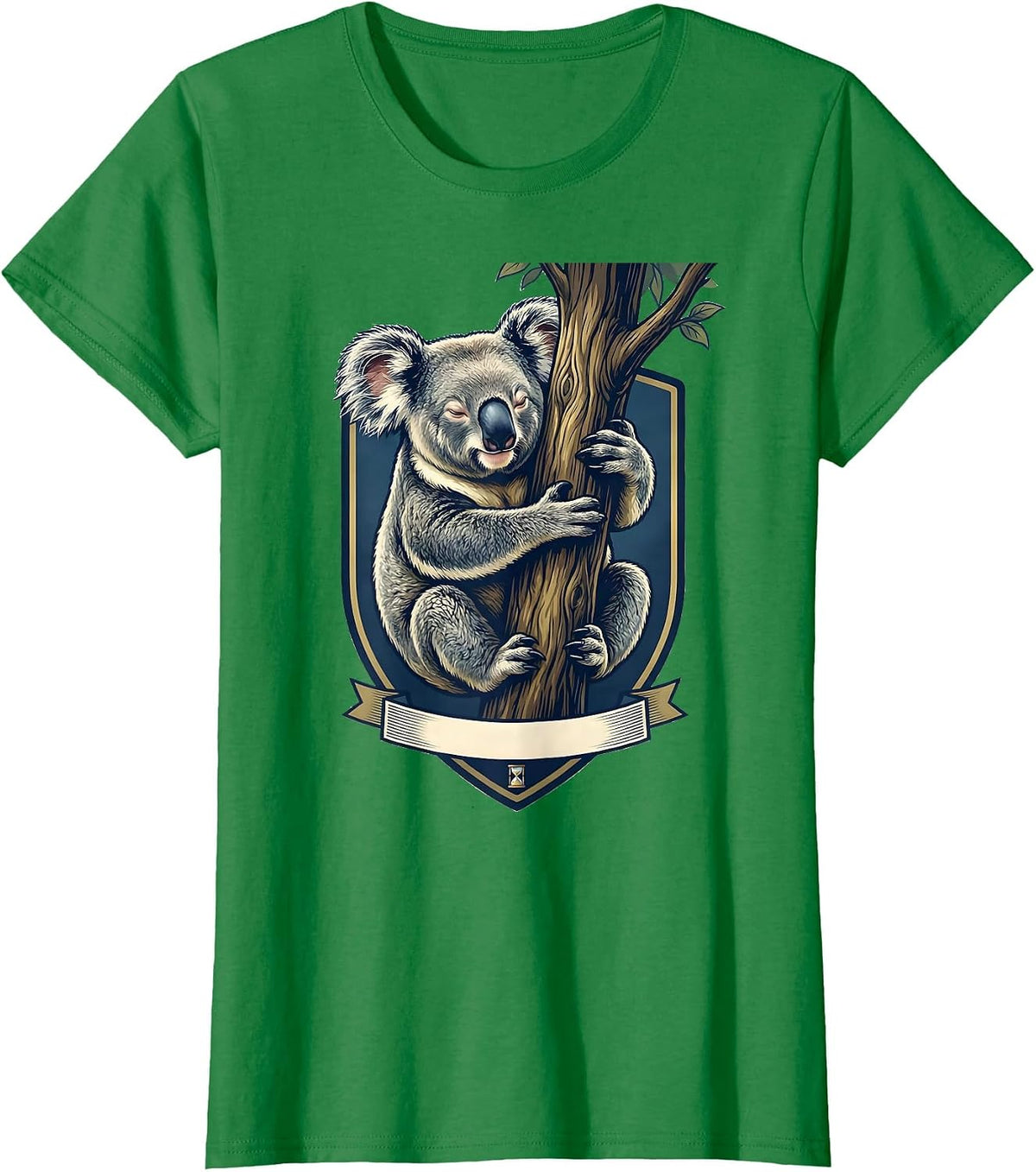 Women's Koala Emblem Cute Animal Lover Playful Humor T-Shirt - Kelly Green