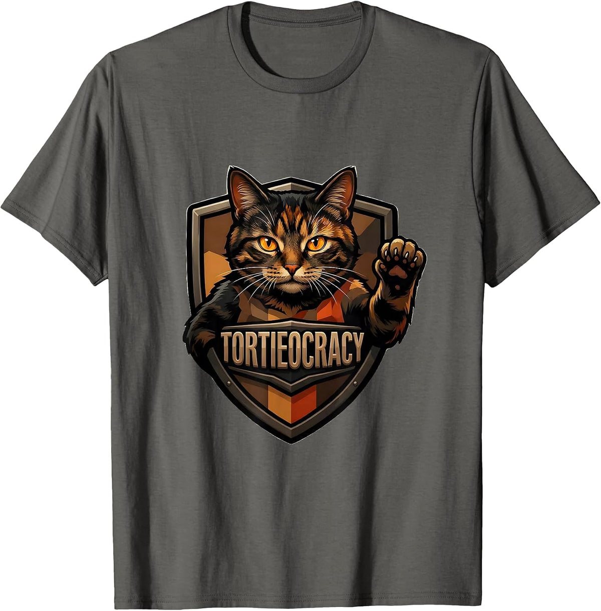 Men's Tortieocracy Funny Tortie Cat Lover Tortoiseshell Cat Owner T-Shirt - Asphalt Grey