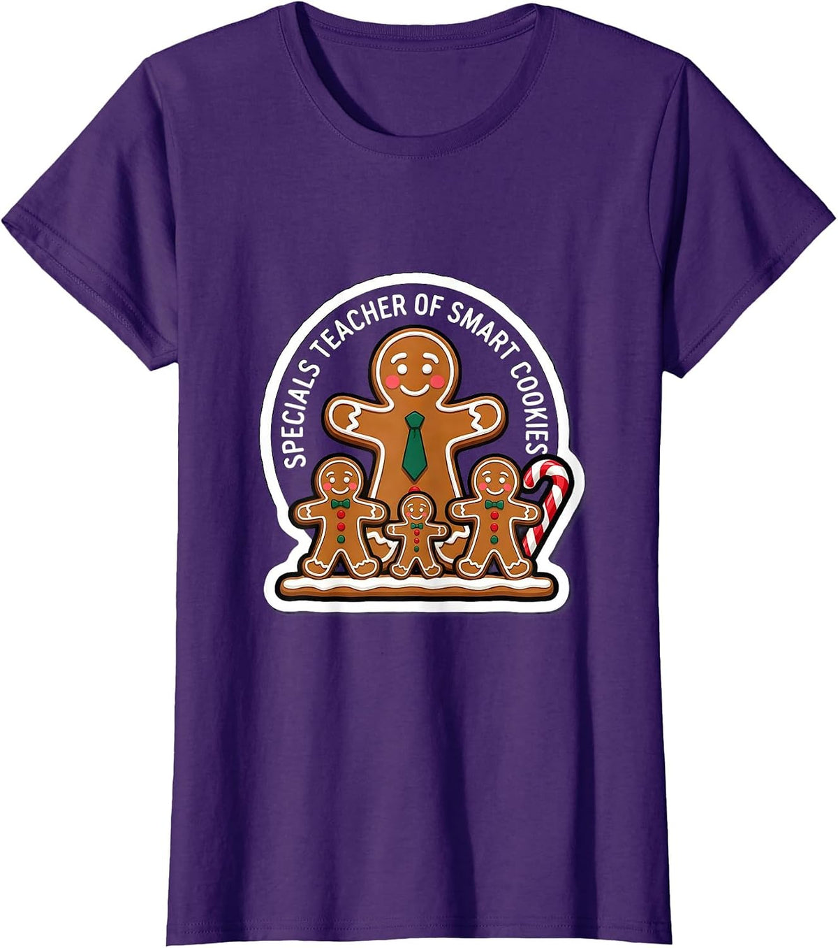 Women's Specials Teacher Of Smart Cookies Cute Gingerbread Christmas T-Shirt - Purple