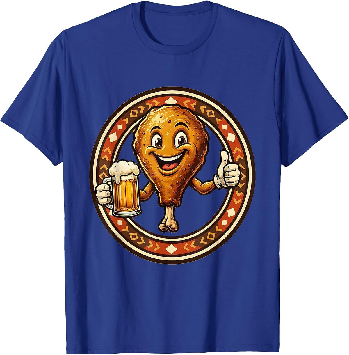 Oktoberfest Roasted Chicken and Beer Mug Graphic T-Shirt - Royal Blue