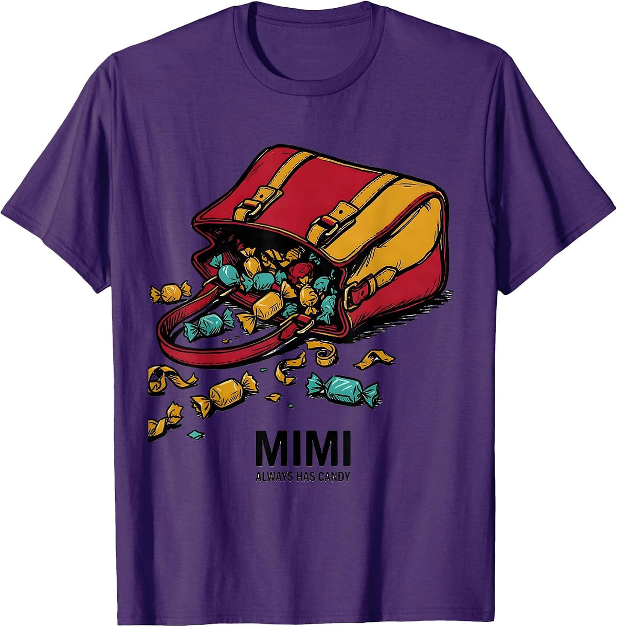 Mimi Always Has Candy Retro Groovy Mothers Day Gift T-Shirt - Purple