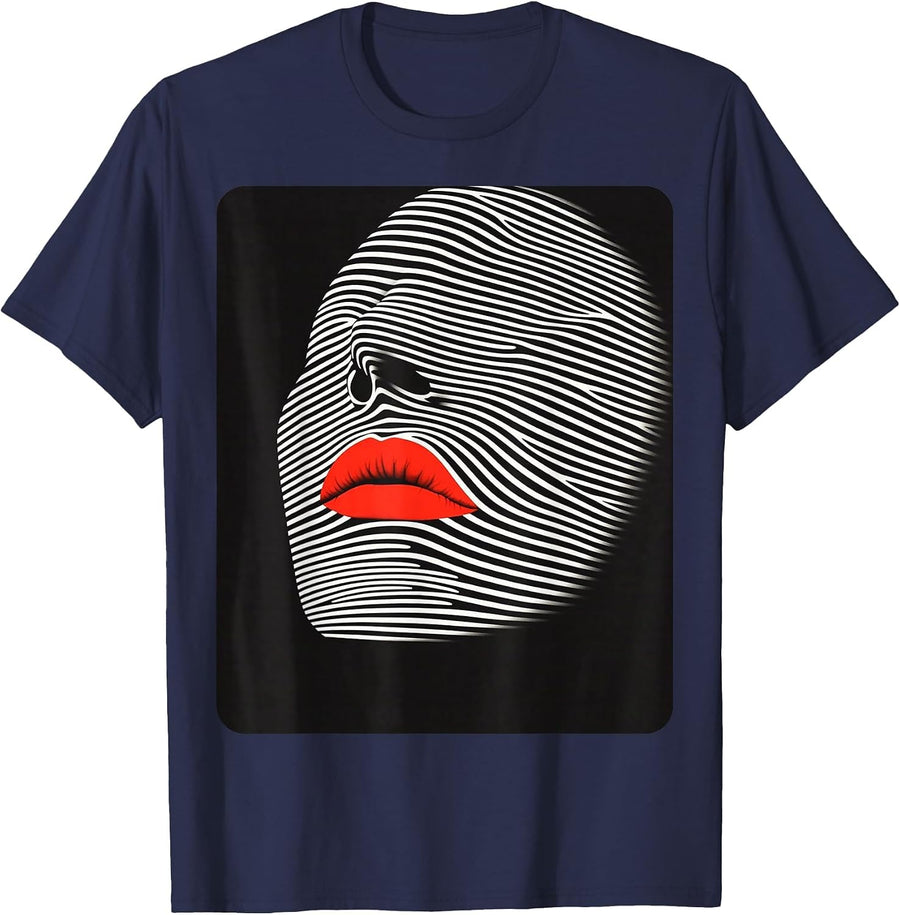 Female Women's Fashion Style Designer T-Shirt - Navy Blue