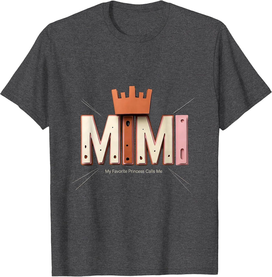 Men's My Favorite Princess Calls Me Mimi Funny Cute Grandma Gift T-Shirt - Dark Heather Grey