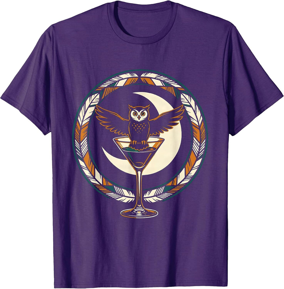 Espresso Martini Owl Midnight Cocktail Graphic T-Shirt - Purple