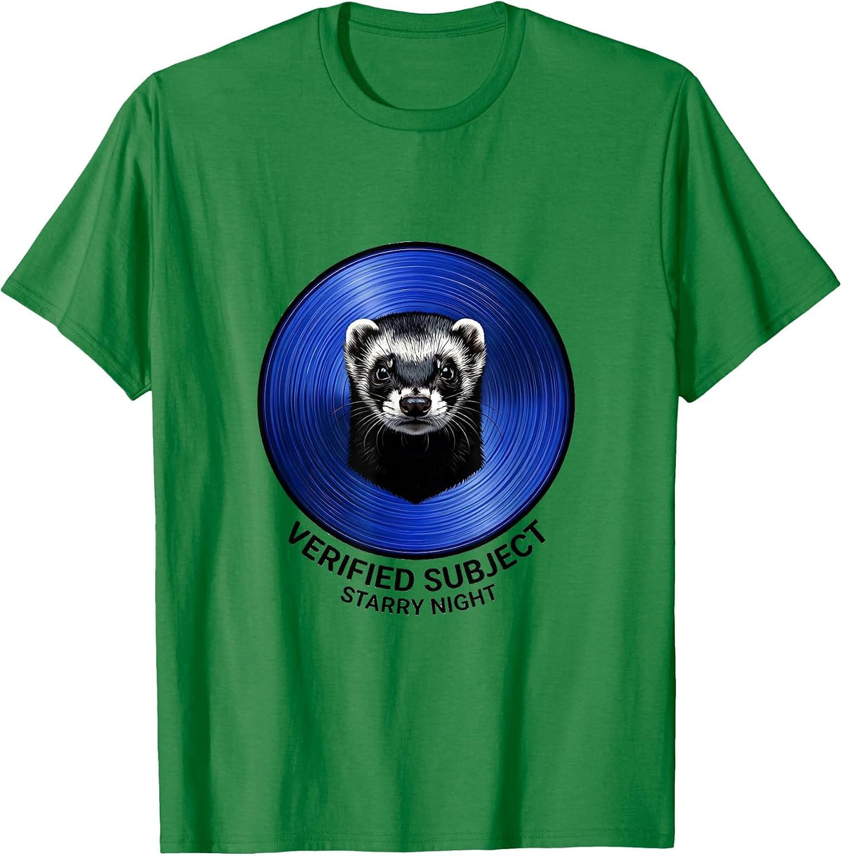 Men's Verified Subject Starry Night Ferret Van Gogh Animal Lover T-Shirt - Kelly Green