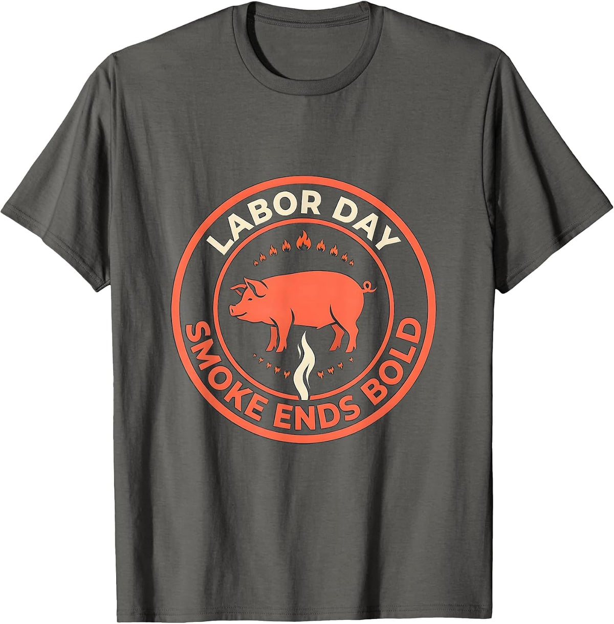 Labor Day Smoke Ends Bold Funny BBQ Cookout Party Dad T-Shirt - Asphalt Grey