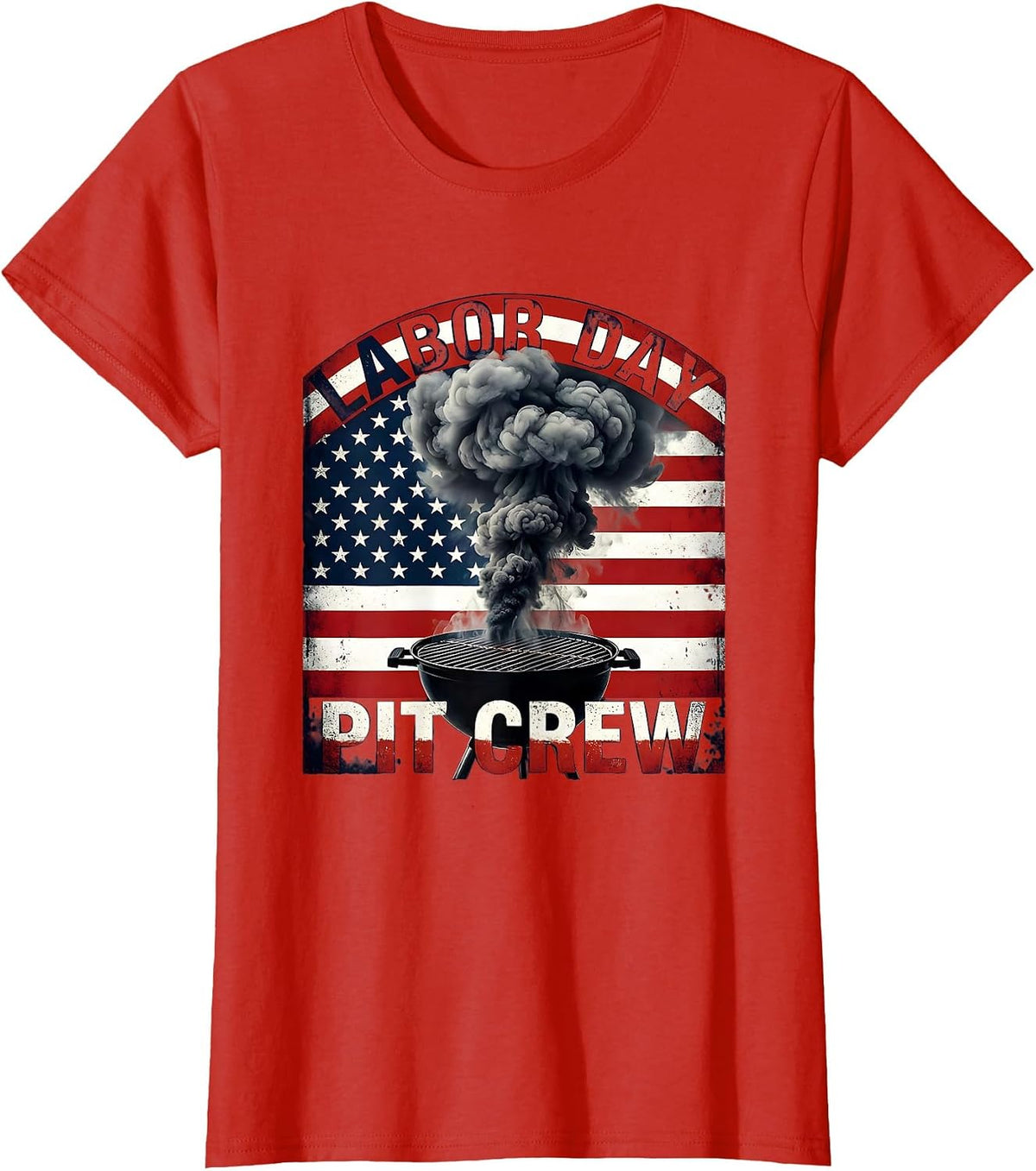 Labor Day Pit Crew Funny BBQ Dad Grill Master T-Shirt - Red