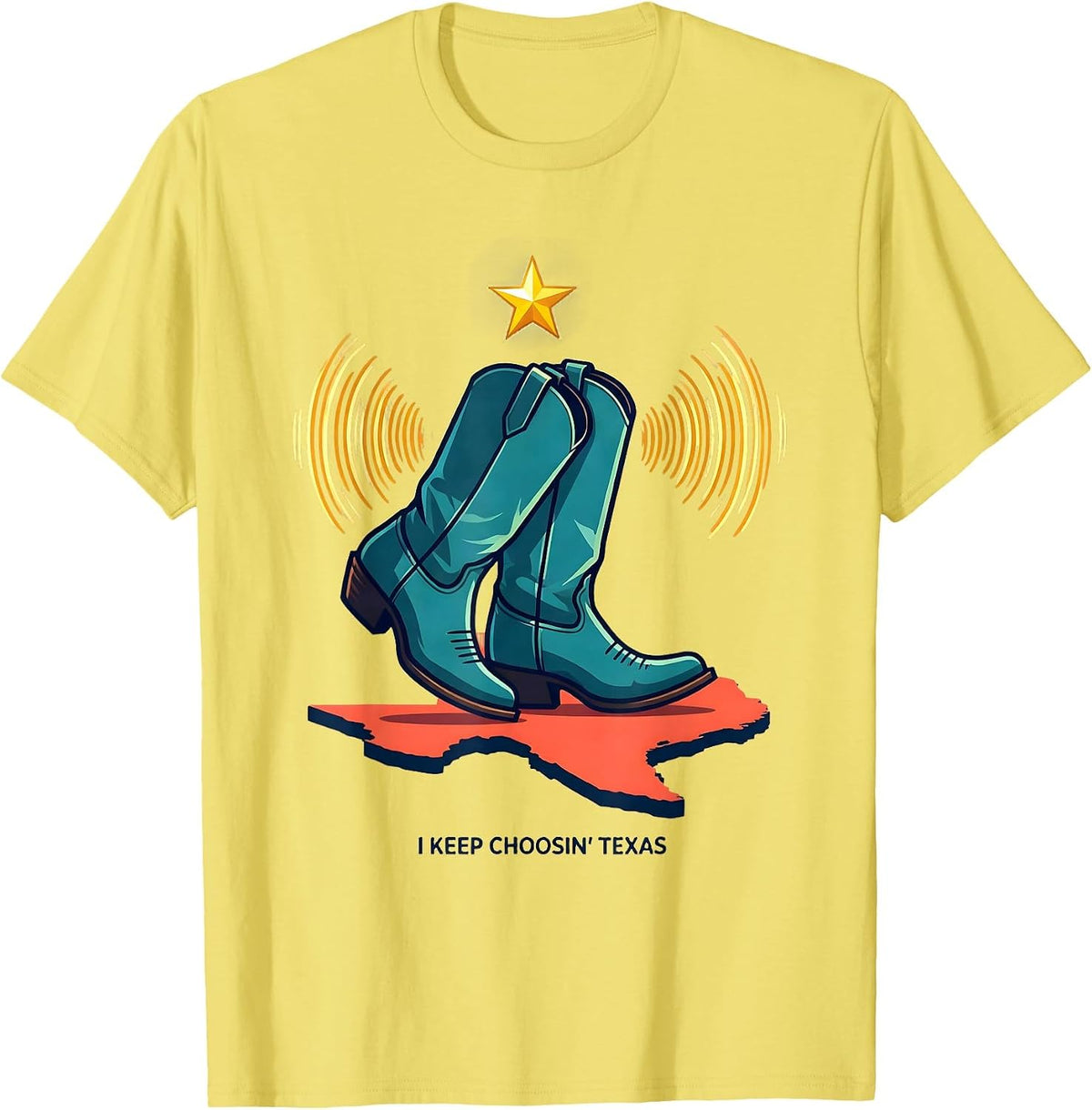 Men's I Keep Choosin Texas Western Pride Cowboy Boot Country T-Shirt - Lemon Yellow