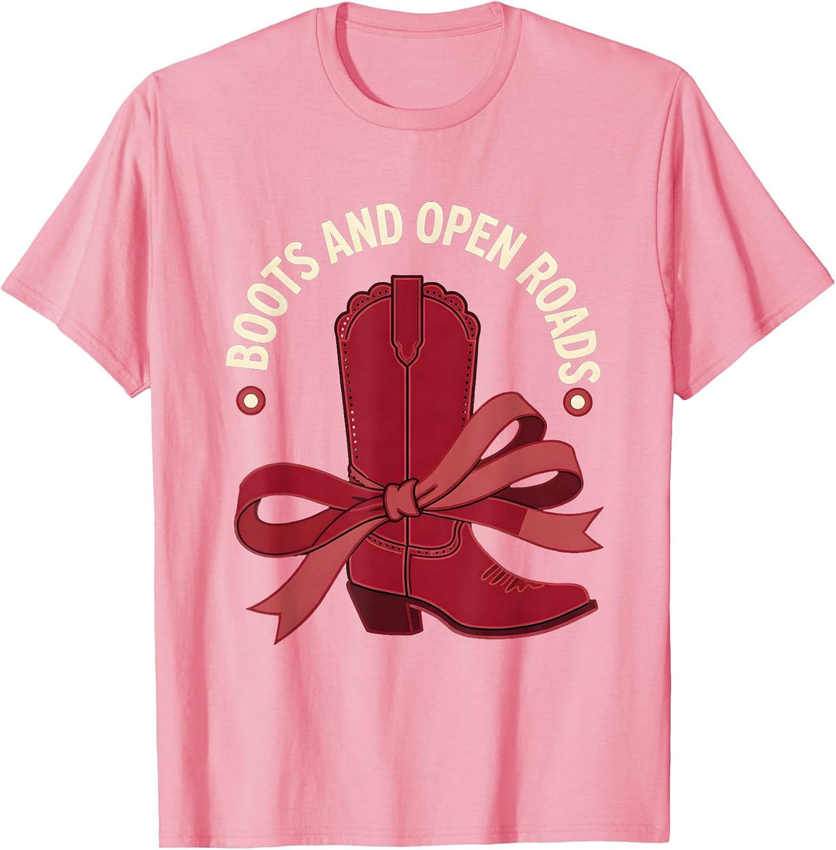 Men's Boots and Open Roads Cowboy Western Design T-Shirt - Pink