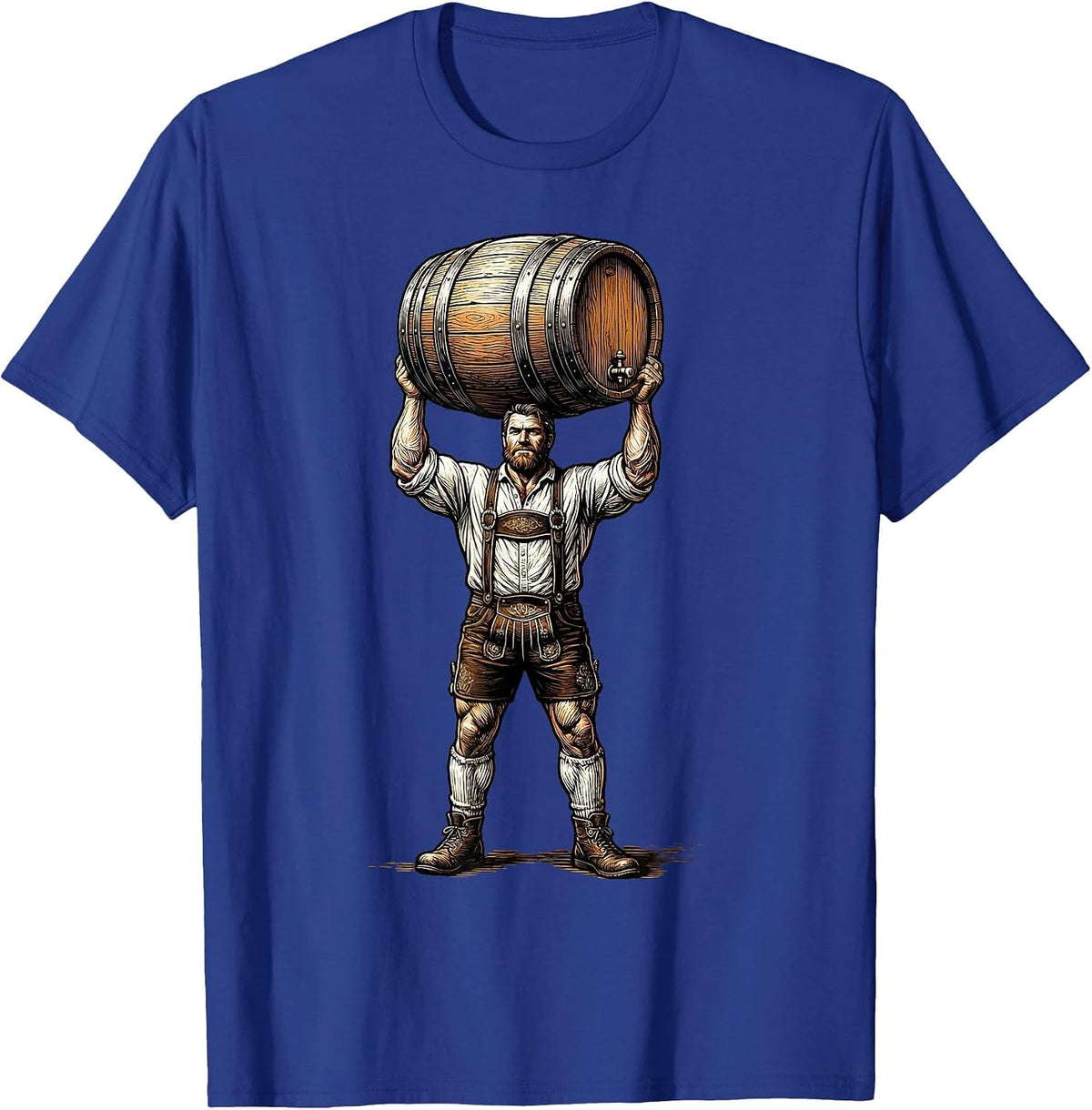 Oktoberfest Barrel Hoisting Graphic Tee T-Shirt - Royal Blue
