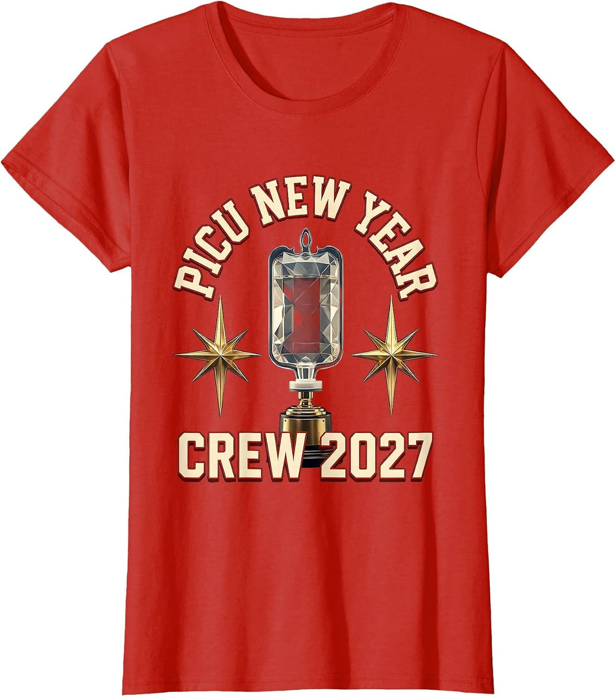 Women's PICU New Year Crew 2027 Sports Nurse ICU NICU New Year Eve T-Shirt - Red