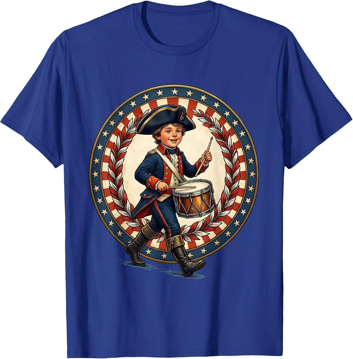 Patriot Day Kids Marching Drummer Boy Uniform T-Shirt - Royal Blue