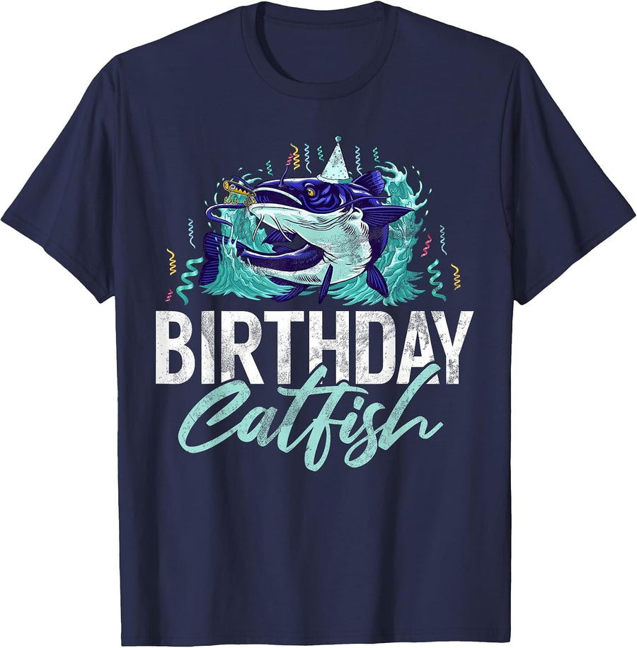 Birthday Catfish T-Shirt - Navy Blue