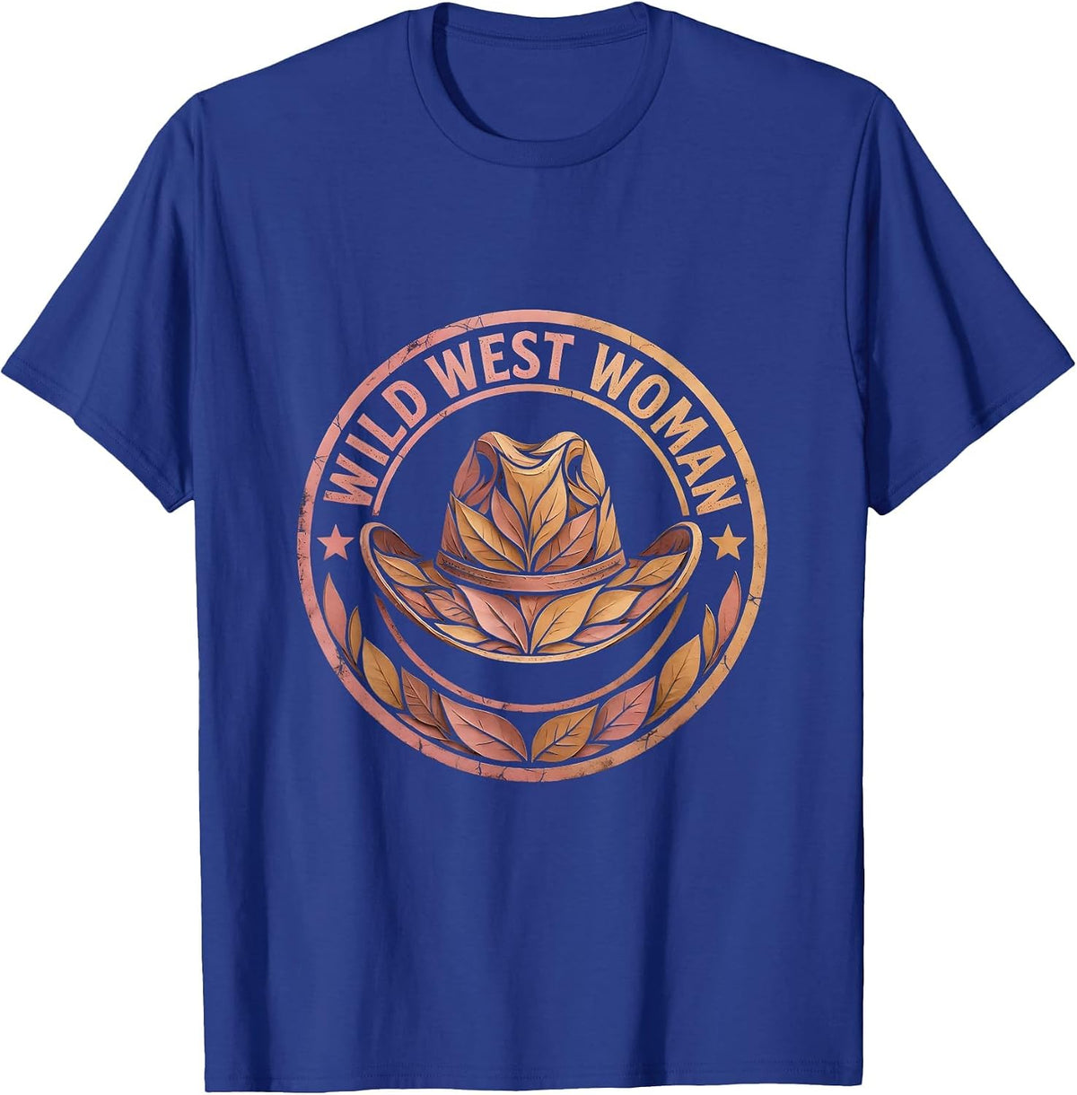 Men's Wild West Woman Cowgirl Graphic Design T-Shirt - Royal Blue