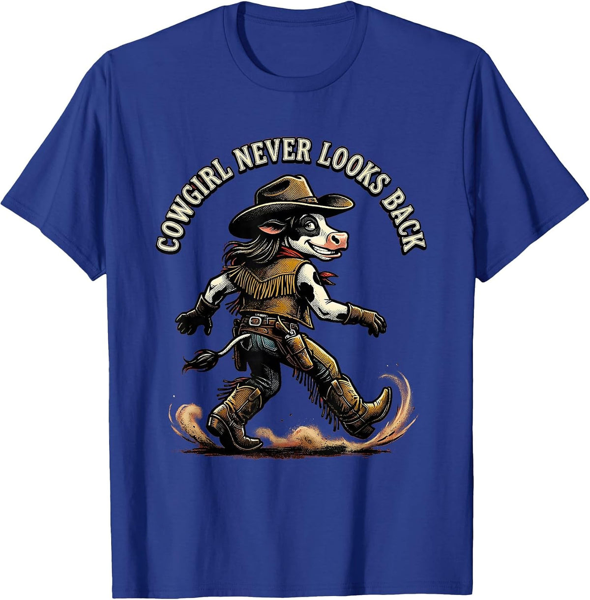 Men's Cowgirl Never Looks Back Western Spirit Design T-Shirt - Royal Blue